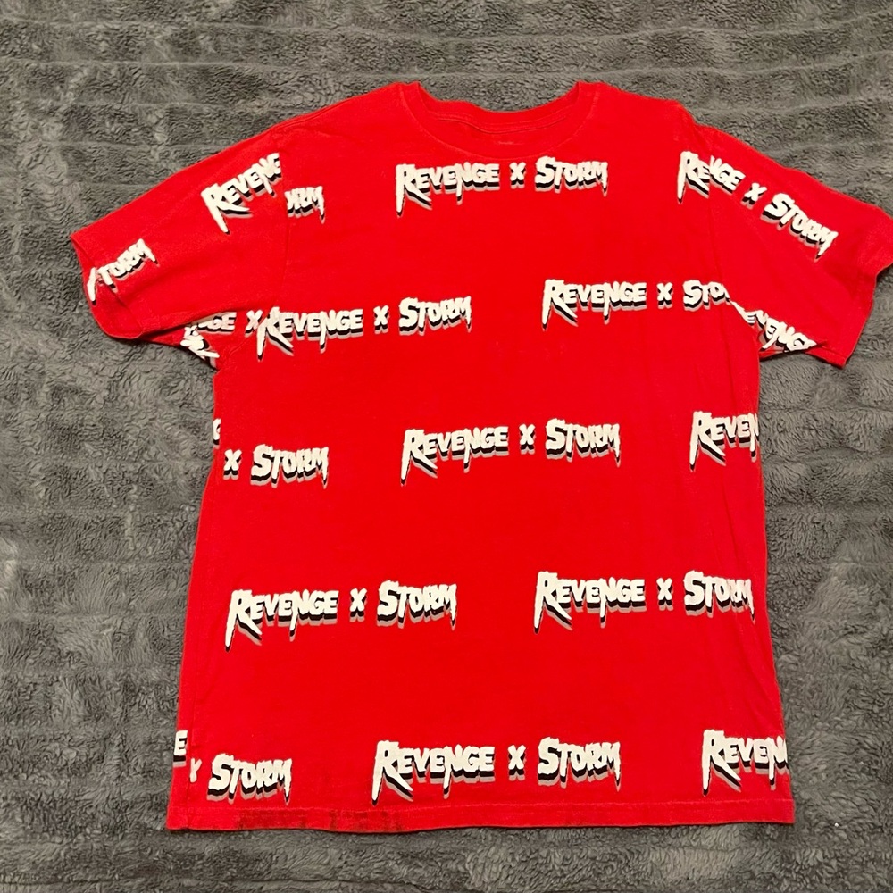 Revenge X Storm Red All Over Print T Shirt Size Large L Men’s Used